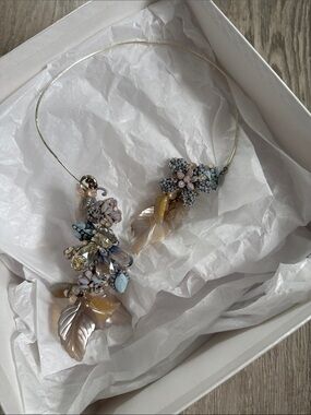 Maria Elena Floral Cluster Headpiece in Blue, Lilac and Cream